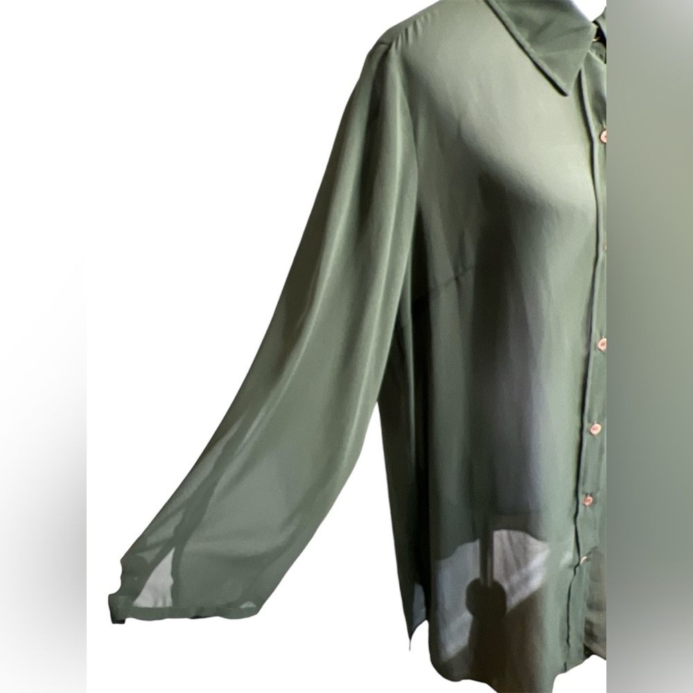 Pursuits Blouse Long Tunic Button Front Sheer Lay… - image 5